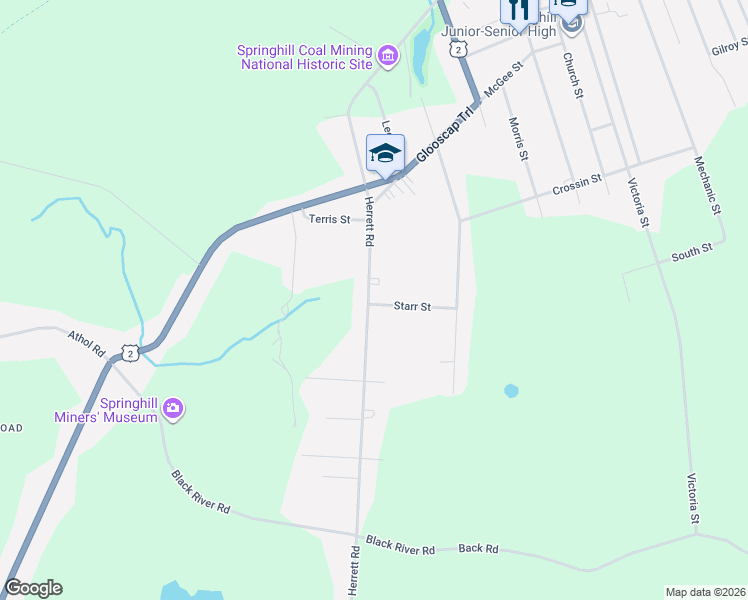 map of restaurants, bars, coffee shops, grocery stores, and more near 84 Herrett Road in Springhill