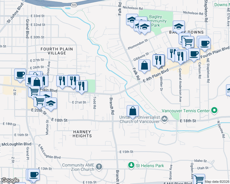 map of restaurants, bars, coffee shops, grocery stores, and more near 3825 Hazelwood Drive in Vancouver