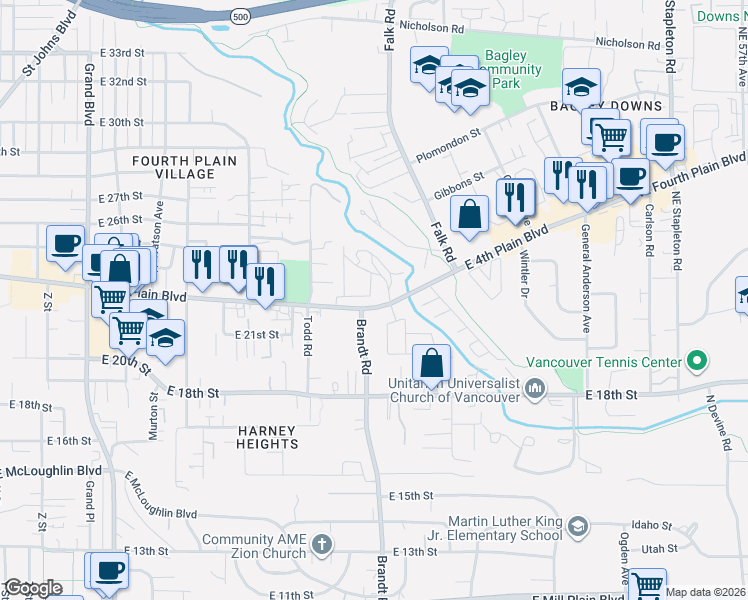 map of restaurants, bars, coffee shops, grocery stores, and more near 3825 Hazelwood Drive in Vancouver