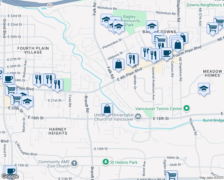 map of restaurants, bars, coffee shops, grocery stores, and more near 5 Dogwood BVLD in Vancouver