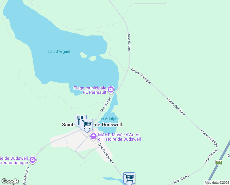 map of restaurants, bars, coffee shops, grocery stores, and more near 927 Rue du Lac in Marbleton