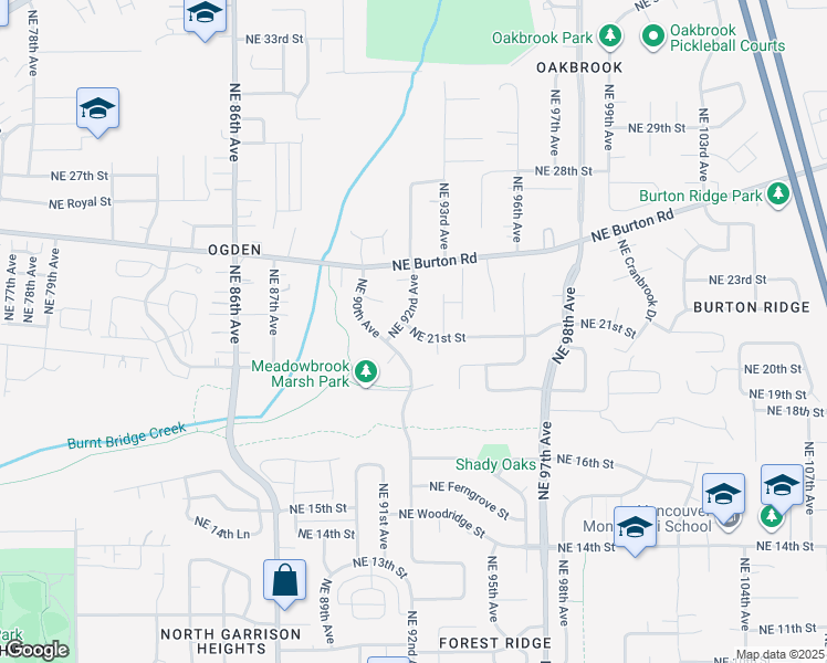 map of restaurants, bars, coffee shops, grocery stores, and more near 9206 Northeast 21st Street in Vancouver