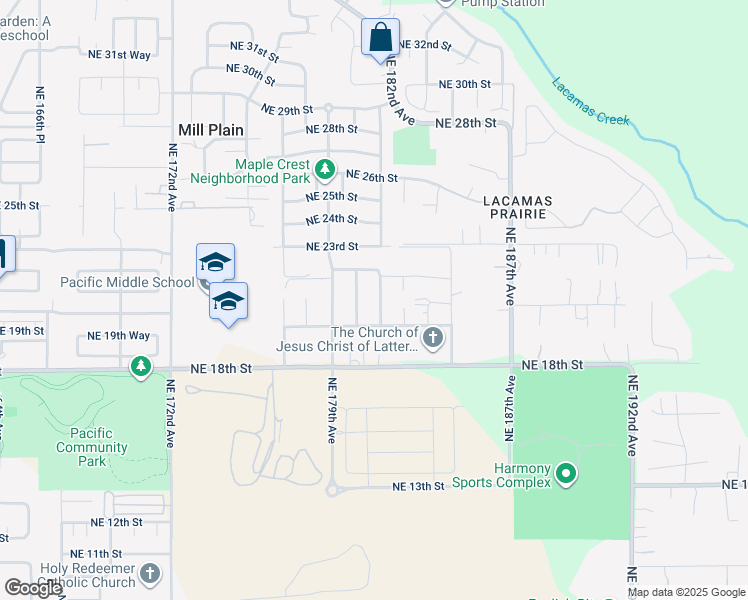 map of restaurants, bars, coffee shops, grocery stores, and more near 2012 Northeast 181st Avenue in Vancouver