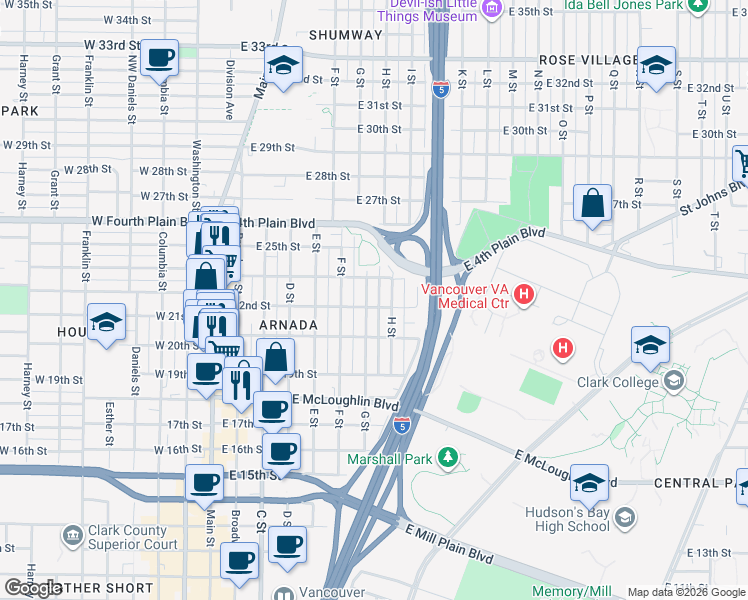 map of restaurants, bars, coffee shops, grocery stores, and more near 717 East 22nd Street in Vancouver