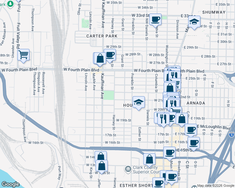 map of restaurants, bars, coffee shops, grocery stores, and more near 719 West 23rd Street in Vancouver