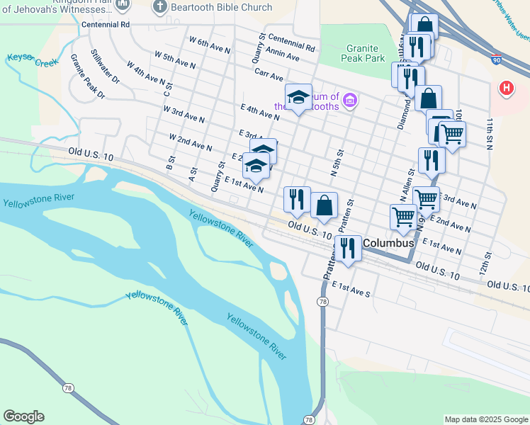 map of restaurants, bars, coffee shops, grocery stores, and more near 301 Clough Avenue South in Columbus