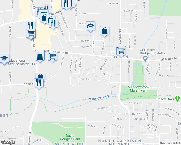 map of restaurants, bars, coffee shops, grocery stores, and more near 8106 Northeast 20th Street in Vancouver