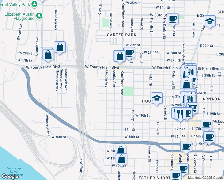 map of restaurants, bars, coffee shops, grocery stores, and more near 2111 Markle Avenue in Vancouver
