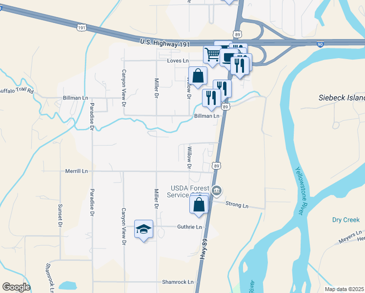 map of restaurants, bars, coffee shops, grocery stores, and more near 5-17 Travertine Ln in Livingston