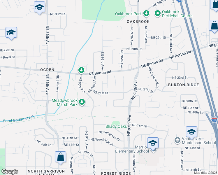 map of restaurants, bars, coffee shops, grocery stores, and more near 2111 Northeast 94th Court in Vancouver