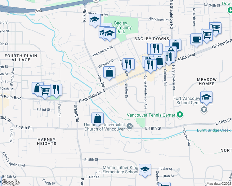 map of restaurants, bars, coffee shops, grocery stores, and more near 12 Dogwood BVLD in Vancouver