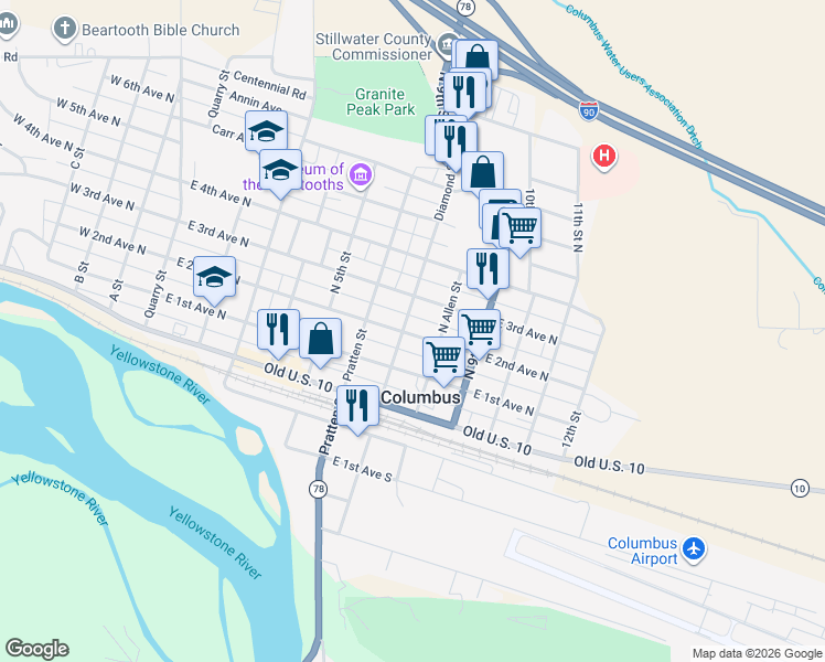 map of restaurants, bars, coffee shops, grocery stores, and more near 232 Diamond Street in Columbus