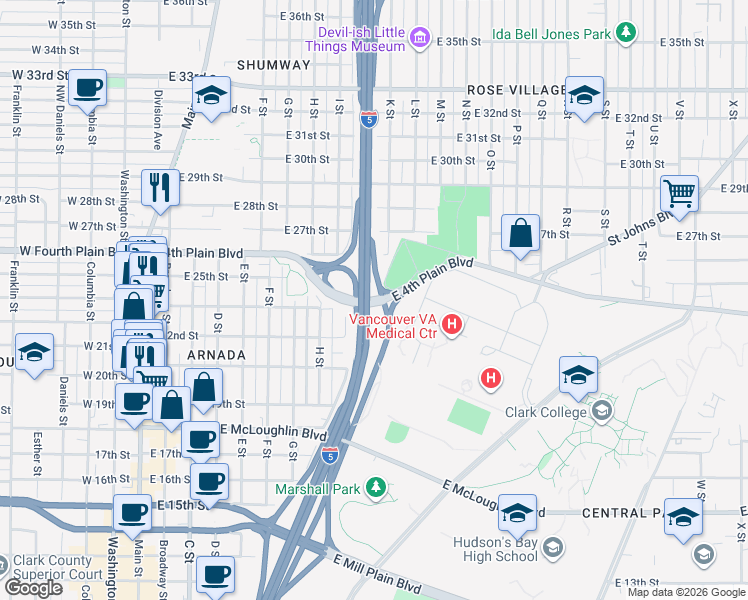 map of restaurants, bars, coffee shops, grocery stores, and more near in Vancouver