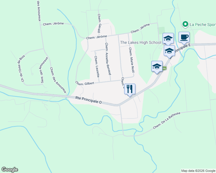 map of restaurants, bars, coffee shops, grocery stores, and more near 13 Chemin Gilbert in Sainte-Cécile-de-Masham