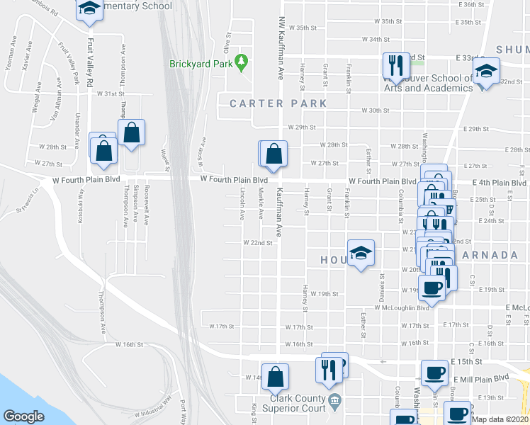 map of restaurants, bars, coffee shops, grocery stores, and more near 1015 West 24th Street in Vancouver