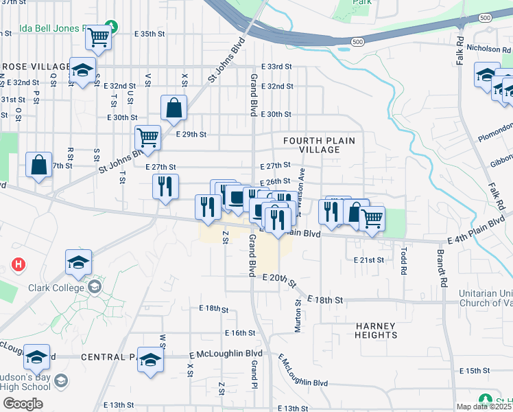 map of restaurants, bars, coffee shops, grocery stores, and more near 2803 East 24th Street in Vancouver