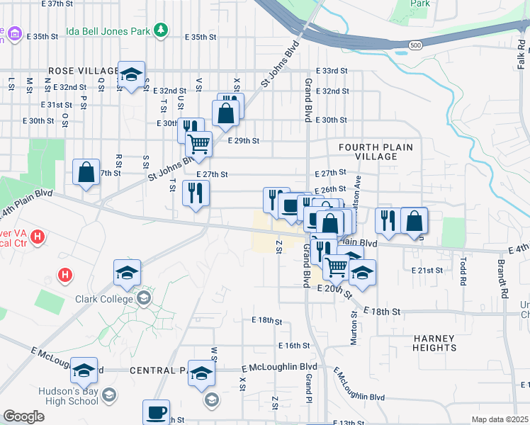 map of restaurants, bars, coffee shops, grocery stores, and more near 2507 East 25th Street in Vancouver