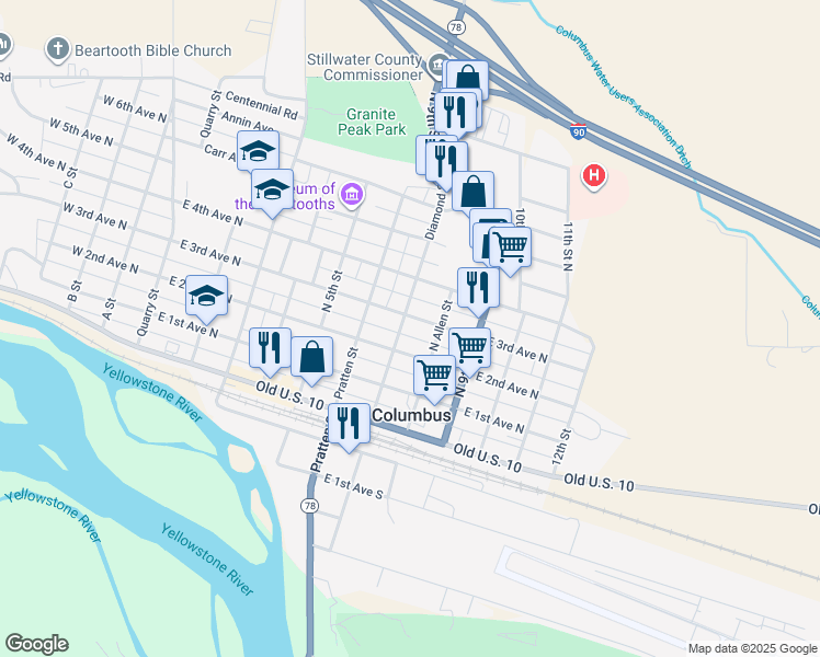 map of restaurants, bars, coffee shops, grocery stores, and more near 232 Diamond Street in Columbus