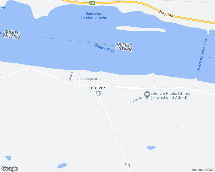 map of restaurants, bars, coffee shops, grocery stores, and more near Lajoie Street in Lefaivre