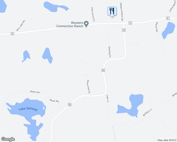 map of restaurants, bars, coffee shops, grocery stores, and more near 3605 Silver Pine Drive in Rhinelander