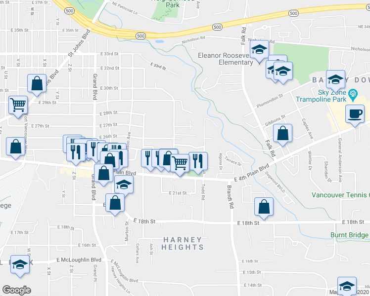 map of restaurants, bars, coffee shops, grocery stores, and more near 2415 Neals Lane in Vancouver