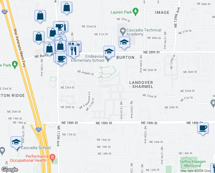 map of restaurants, bars, coffee shops, grocery stores, and more near in Vancouver