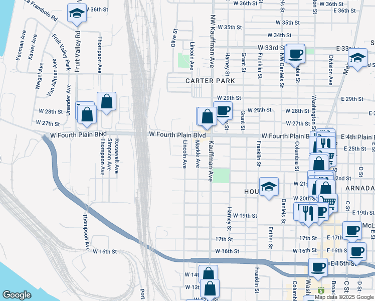 map of restaurants, bars, coffee shops, grocery stores, and more near 2403 Lincoln Avenue in Vancouver