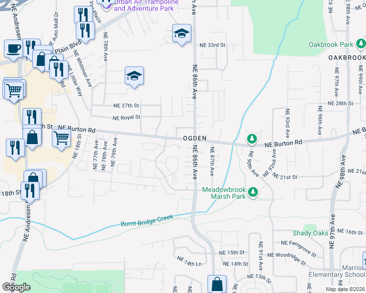 map of restaurants, bars, coffee shops, grocery stores, and more near 2238 Northeast 86th Avenue in Vancouver