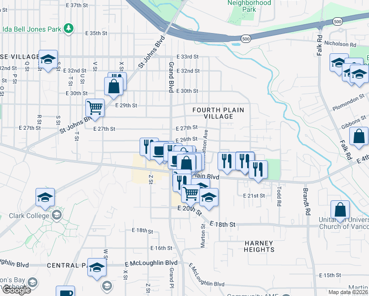 map of restaurants, bars, coffee shops, grocery stores, and more near 2904 East 24th Street in Vancouver
