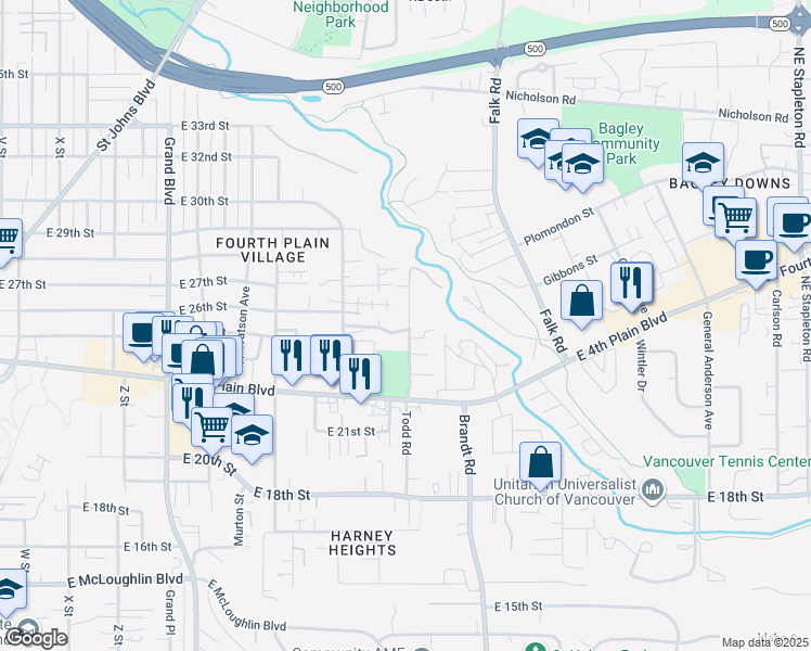 map of restaurants, bars, coffee shops, grocery stores, and more near 2412 Rossiter Lane in Vancouver