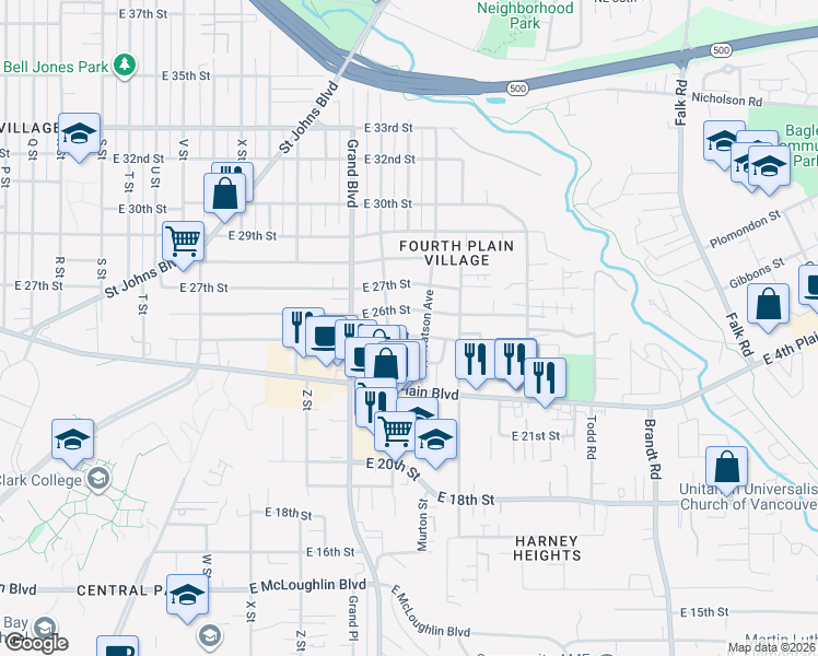map of restaurants, bars, coffee shops, grocery stores, and more near 2904 East 24th Street in Vancouver