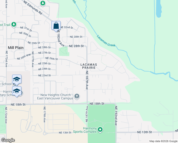 map of restaurants, bars, coffee shops, grocery stores, and more near 2408 Northeast 187th Place in Vancouver