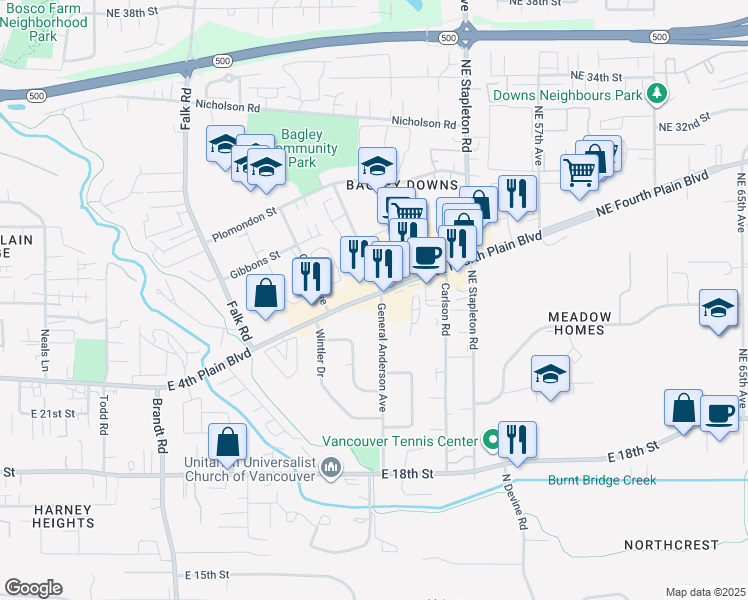 map of restaurants, bars, coffee shops, grocery stores, and more near in Vancouver