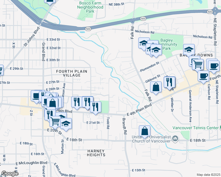 map of restaurants, bars, coffee shops, grocery stores, and more near 2601 Rossiter Lane in Vancouver