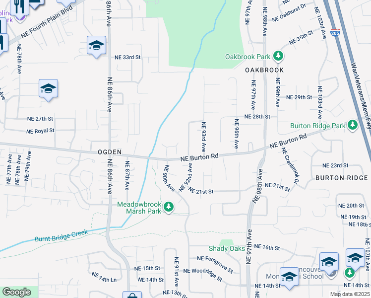 map of restaurants, bars, coffee shops, grocery stores, and more near 2408 Northeast 92nd Avenue in Vancouver
