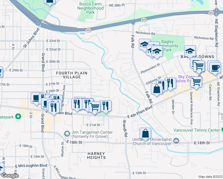 map of restaurants, bars, coffee shops, grocery stores, and more near 2627 Rossiter Lane in Vancouver