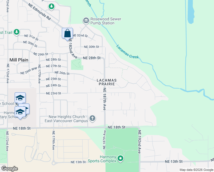 map of restaurants, bars, coffee shops, grocery stores, and more near 2404 Northeast 187th Place in Vancouver