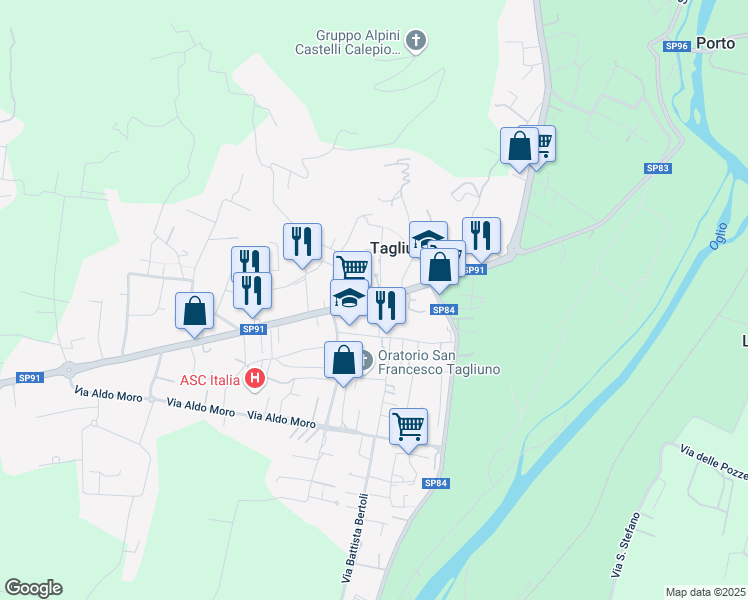 map of restaurants, bars, coffee shops, grocery stores, and more near 3D Via Fratelli Pagani in Castelli Calepio