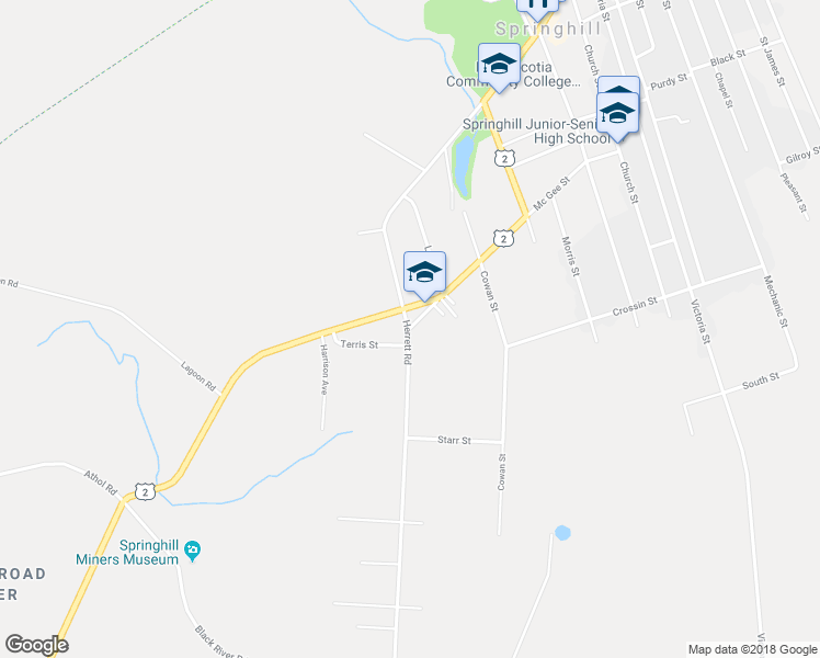 map of restaurants, bars, coffee shops, grocery stores, and more near 8 McGee Street Extension in Springhill
