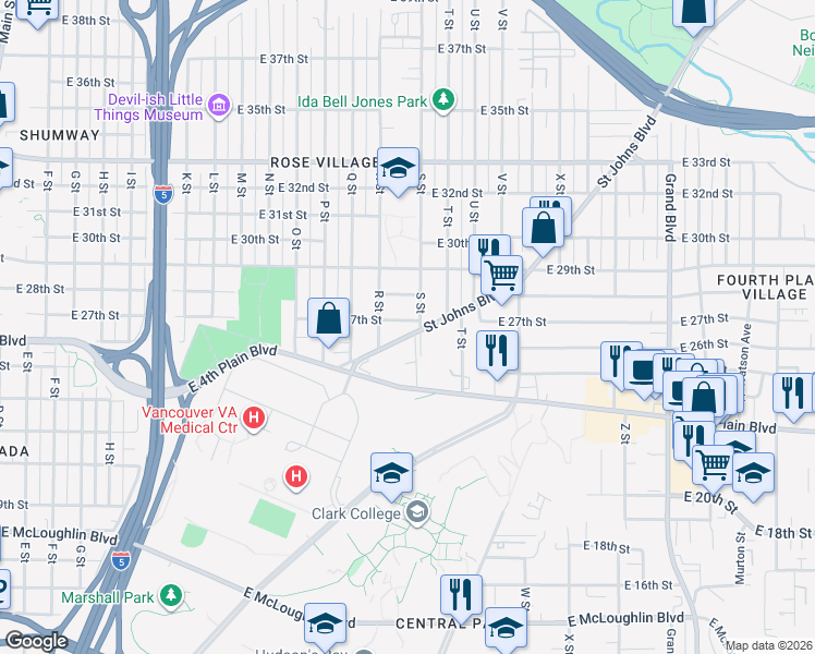 map of restaurants, bars, coffee shops, grocery stores, and more near 1819 East 27th Street in Vancouver