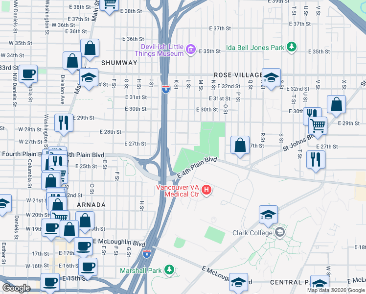 map of restaurants, bars, coffee shops, grocery stores, and more near 1111 East 27th Street in Vancouver