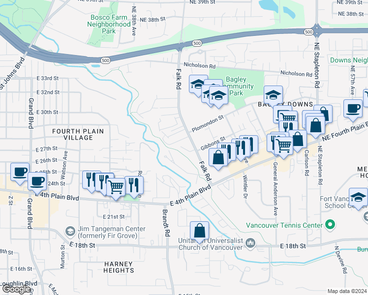 map of restaurants, bars, coffee shops, grocery stores, and more near 3902 Gibbons Street in Vancouver