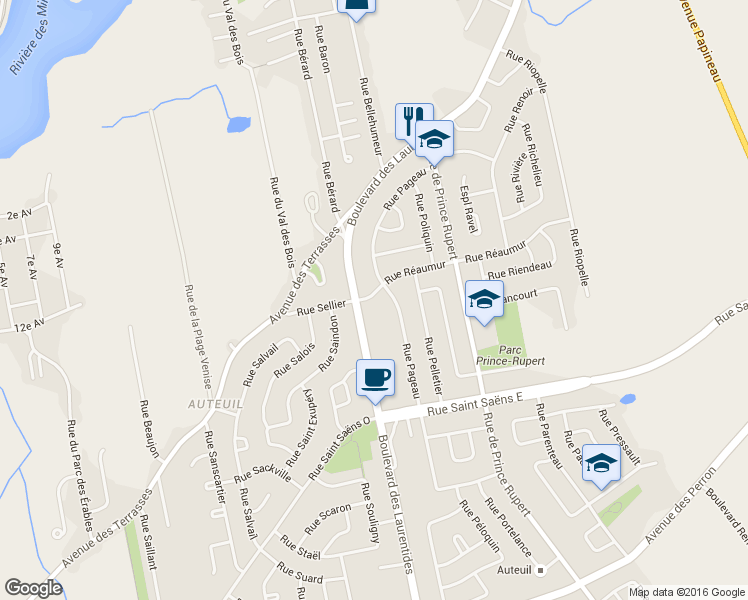 map of restaurants, bars, coffee shops, grocery stores, and more near 324 Rue Réaumur in Laval