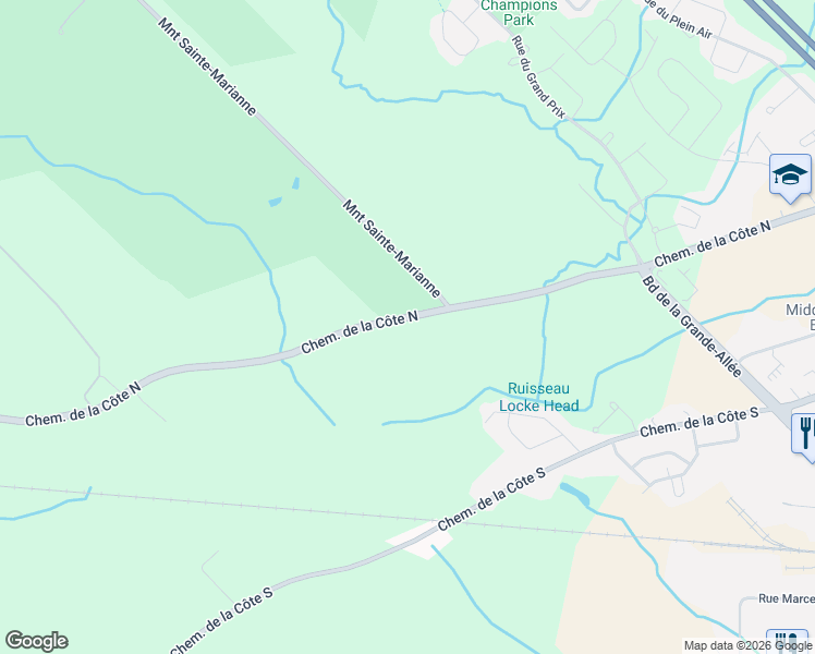 map of restaurants, bars, coffee shops, grocery stores, and more near 20000 Chemin de la Côte Nord in Mirabel