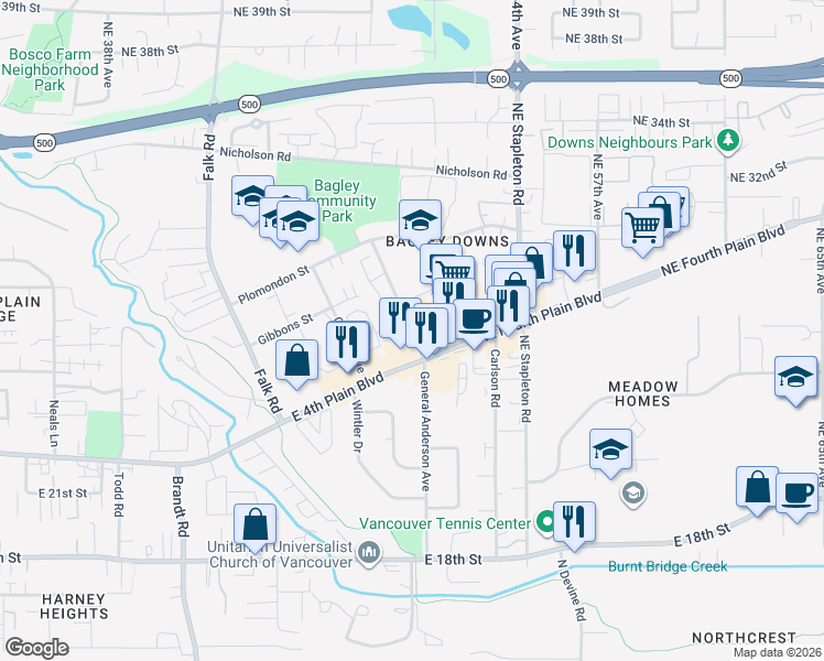 map of restaurants, bars, coffee shops, grocery stores, and more near in Vancouver