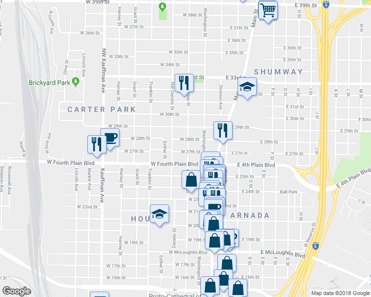 map of restaurants, bars, coffee shops, grocery stores, and more near 300 West 27th Street in Vancouver