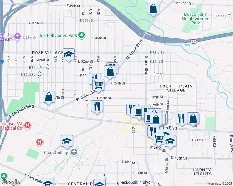 map of restaurants, bars, coffee shops, grocery stores, and more near 2315 East 27th Street in Vancouver