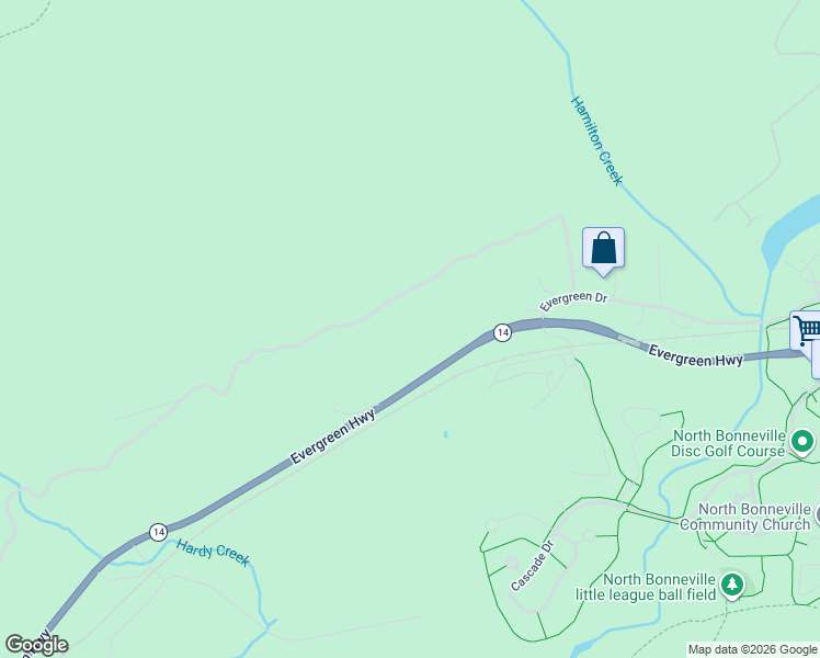 map of restaurants, bars, coffee shops, grocery stores, and more near Evergreen Hwy in North Bonneville