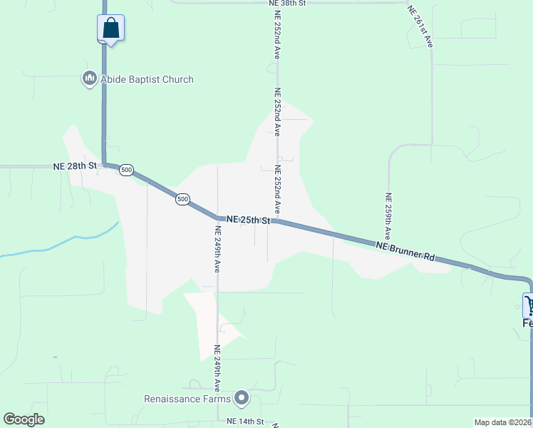 map of restaurants, bars, coffee shops, grocery stores, and more near 2518 Northeast 252nd Avenue in Camas