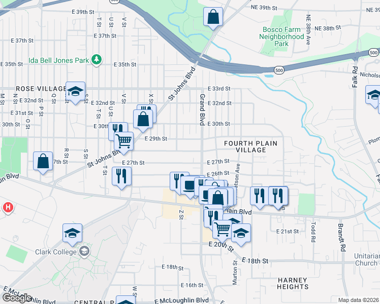 map of restaurants, bars, coffee shops, grocery stores, and more near 2700 East 29th Street in Vancouver
